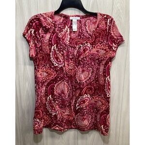 Women's Long Sleeve Paisley Tee - Red
